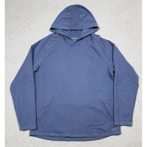 Mizzen+Main Hoodie Mens Large Blue Stretch Knit Pullover V-Neck Lightweight Top
